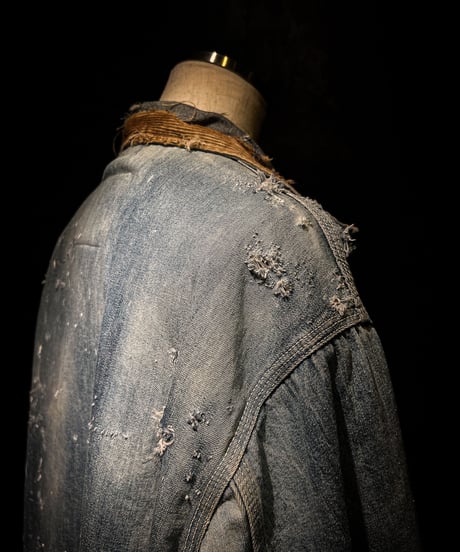 Hard damage & paint vintage denim coverall jacket