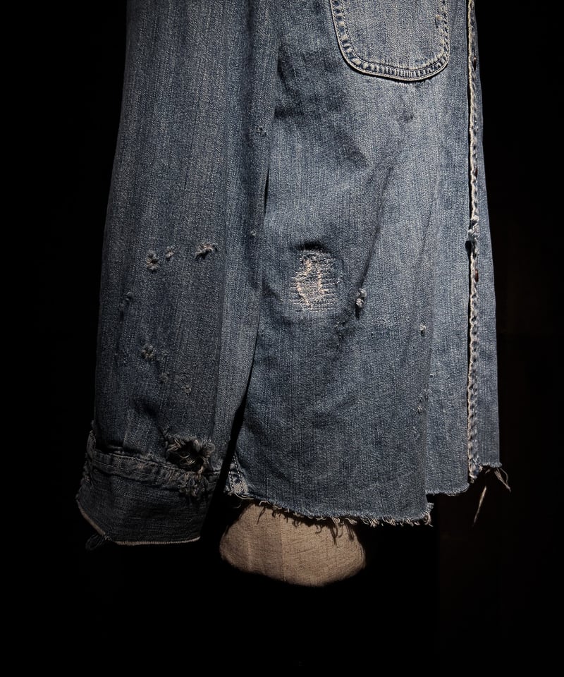 Vintage damage Indigo Work Denim Shirt | RESURR
