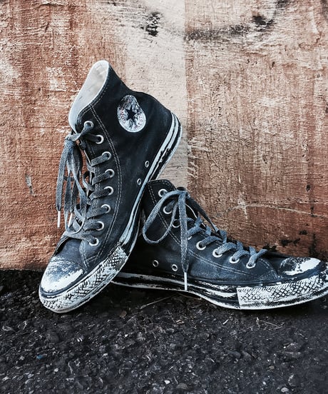 Discoloration Vintage High cut Sneaker Old BLACK