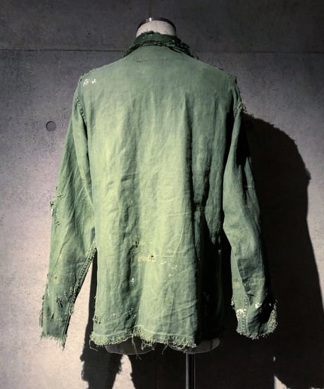 SURREALISTE×RESURRECTION Silver button vintage damage militaly shirt