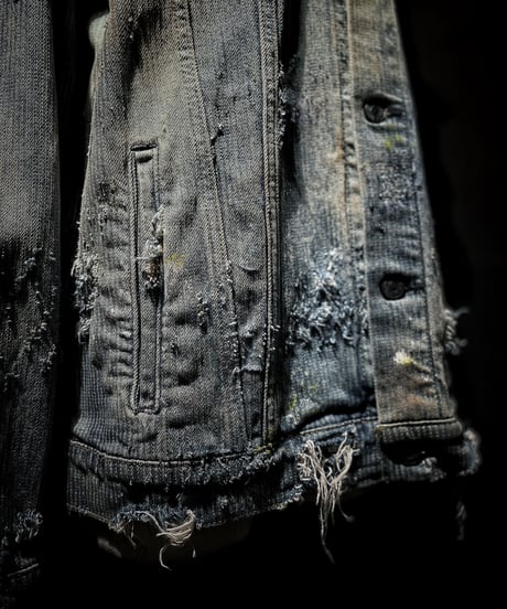 Vintage damage & paint stripe denim jacket