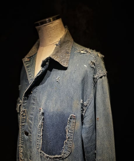 Hard damage vintage Denim coverall jacket