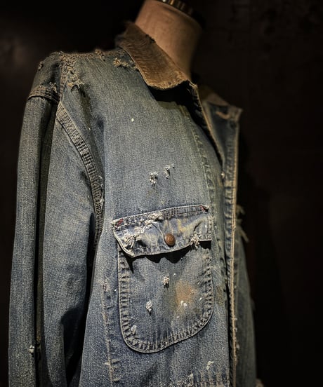 Hard damage vintage Denim coverall jacket