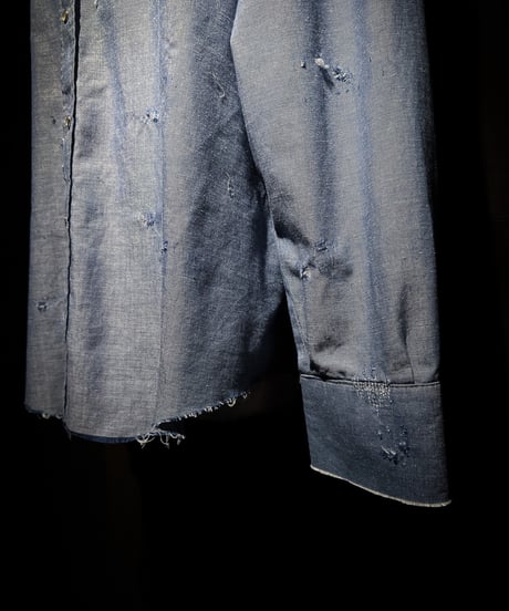 Blue Western Snap vintage damage Shirt