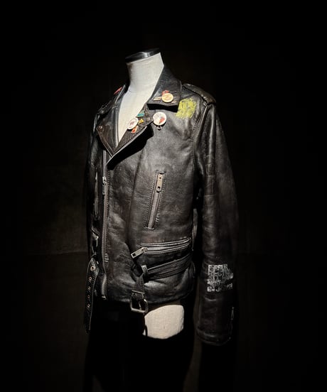 Vintage Leather Biker Jacket with UK-Sourced Badges & Pins