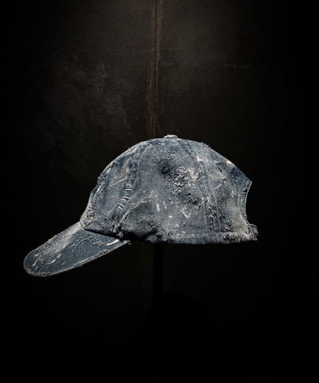 Hard damage & paint vintage denim cap