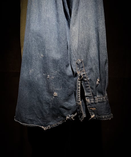 Split Rebuild Vintage Military Denim Shirt
