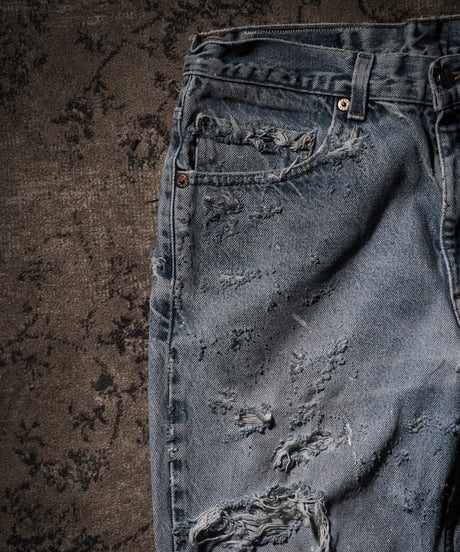 Vintage Distressed Shoe-cut Denim pants