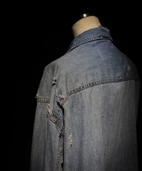 Faded Distressed Work Denim Shirt