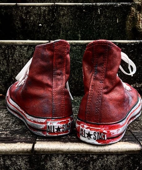 Discoloration Vintage High cut Sneaker RED
