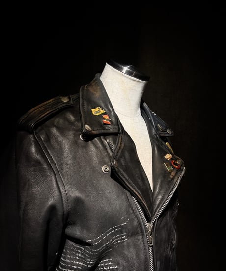 Vintage Leather Biker Custom Double Riders Jacket with Vintage Badges