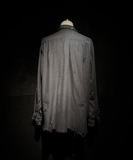 Vintage damage Black denim shirt