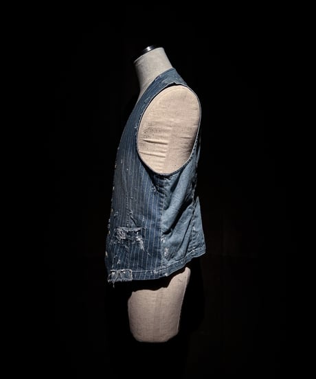 Vintage Pinstripe Denim Work Vest