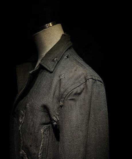 [Dye] Vintage damage herringbone jacket