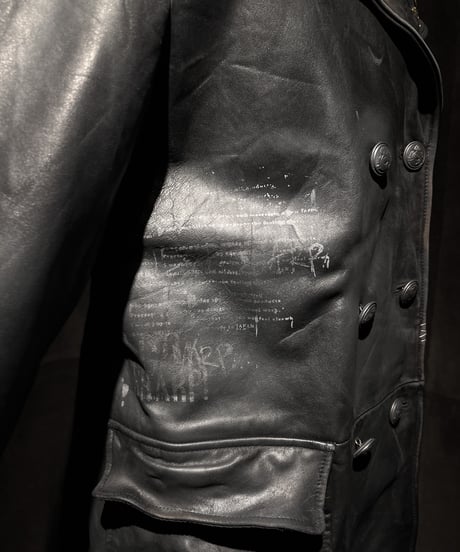 Double-Breasted Vintage Leather Coat