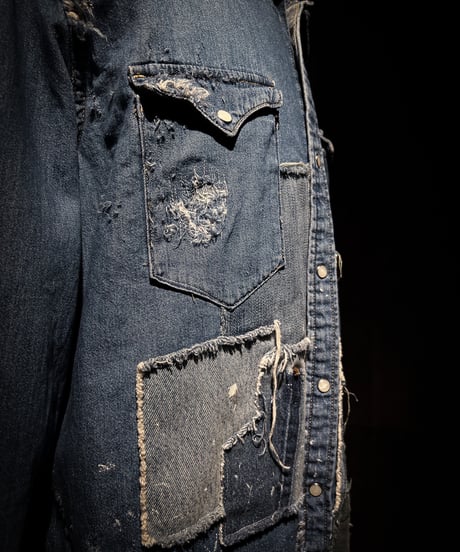 Vintage damage & patchwork denim shirt