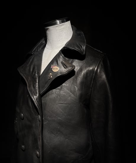 Double-Breasted Vintage Leather Coat
