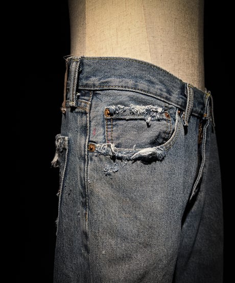 Faded Indigo Straight Damage Denim pants