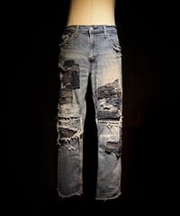 Vintage hard repair damage stretch denim pants (襤褸)
