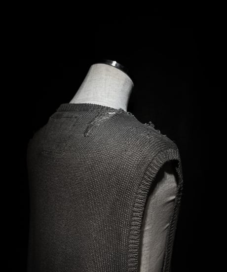 [Dye] Vintage damage V-neck Knit vest