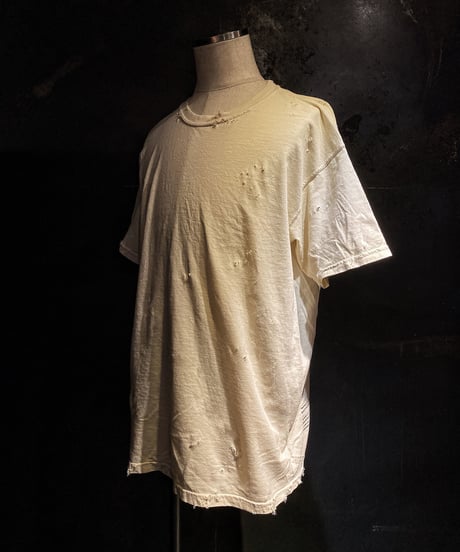 Vintage dye damage T-shirt (Old white)