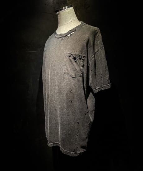 Vintage damage pocket Tee (OLD BLACK)