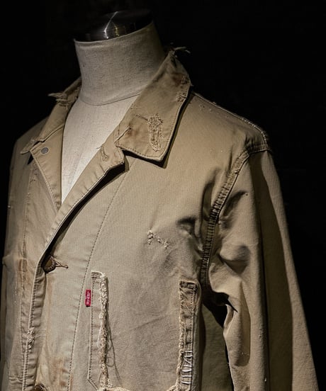 Damage vintage denim coverall jacket