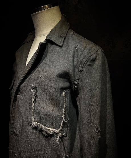 [Dye] Vintage damage herringbone jacket