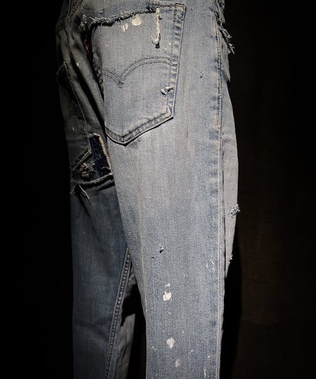 Vintage Damage Repair Light Wash Denim Pants