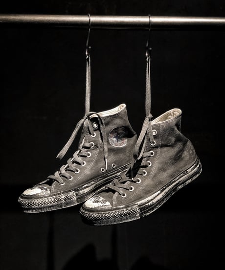 Discoloration Vintage High cut Sneaker Old BLACK