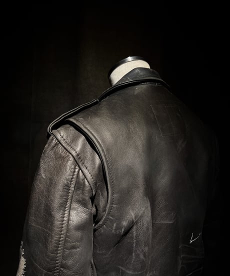 Vintage Leather Biker Custom Double Riders Jacket with Vintage Badges