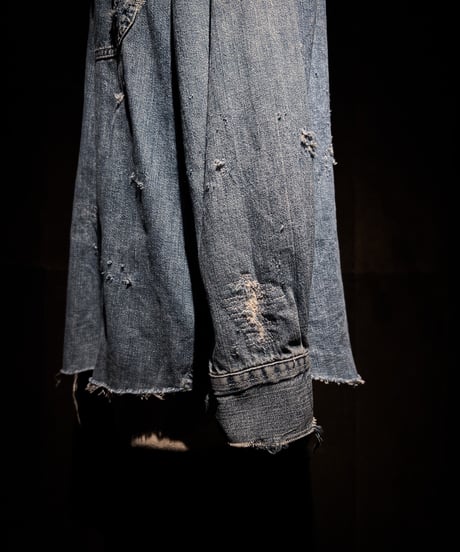 Vintage damage Indigo Work Denim Shirt