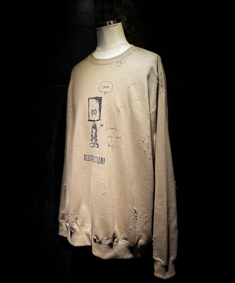 I THINK,,, character sweat shirt (SAND BEIGE)