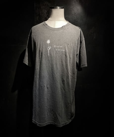 Flower vintage dye damage T-shirt (Old black)