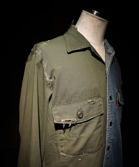 50/50 Split Rebuild Vintage 70's Military/Denim Shirt