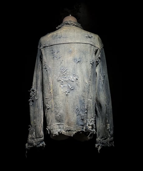Vintage damage & paint stripe denim jacket