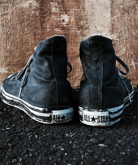 Discoloration Vintage High cut Sneaker Old BLACK