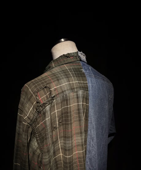 50/50 Split Rebuild Vintage Denim/Flannel Shirt