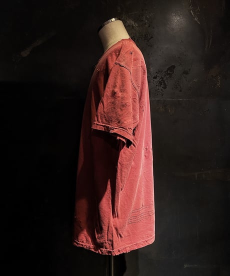 Vintage dye damage T-shirt (Old red)
