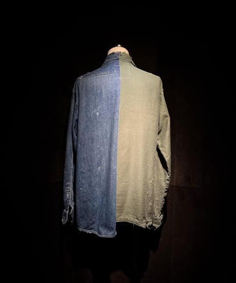 50/50 Split Rebuild Vintage Denim/70's Military Shirt