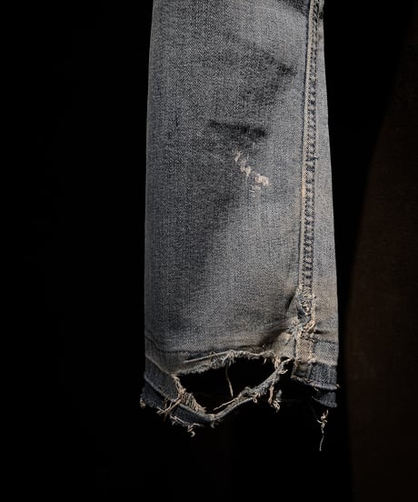 Vintage Damage Repair Light Wash Denim Pants
