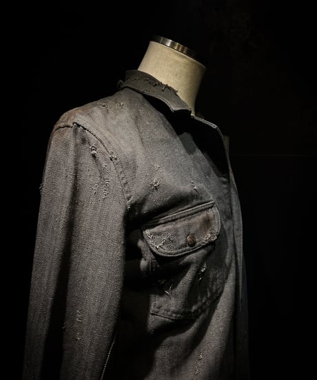 [Dye] Vintage damage herringbone jacket