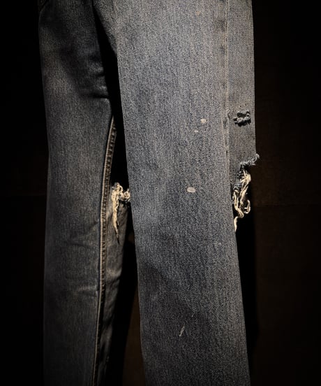Faded Indigo Straight Damage Denim pants