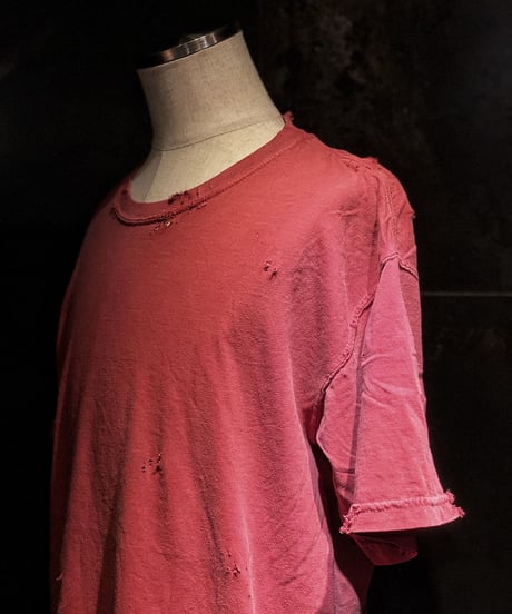 Vintage dye damage T-shirt (Old red)