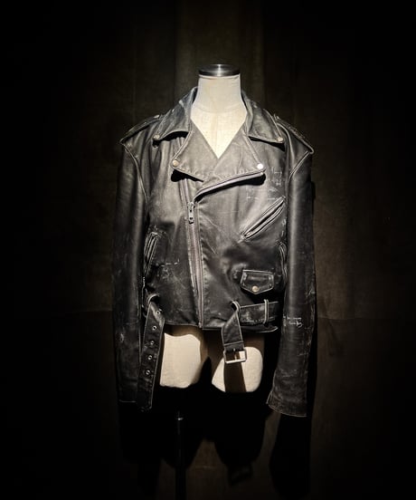 Hand-Painted Vintage UK-Style Double Riders Leather Jacket