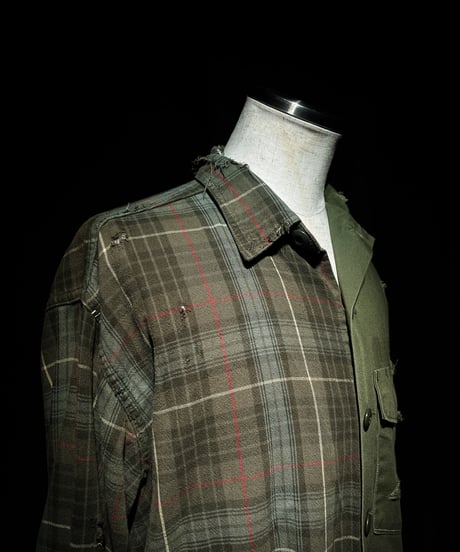 50/50 Split Rebuild Vintage 70's Military/Flannel Shirt