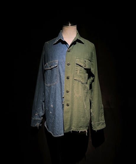 50/50 Split Rebuild Vintage 70's Military/Denim Shirt