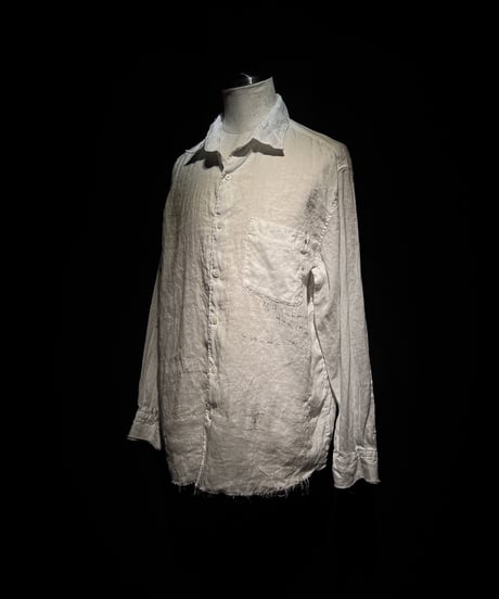 Hand-Painted Vintage damage Linen Shirt