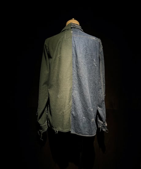 50/50 Split Rebuild Vintage 70's Military/Denim Shirt