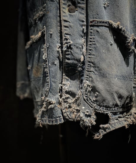 Hard damage vintage Denim coverall jacket